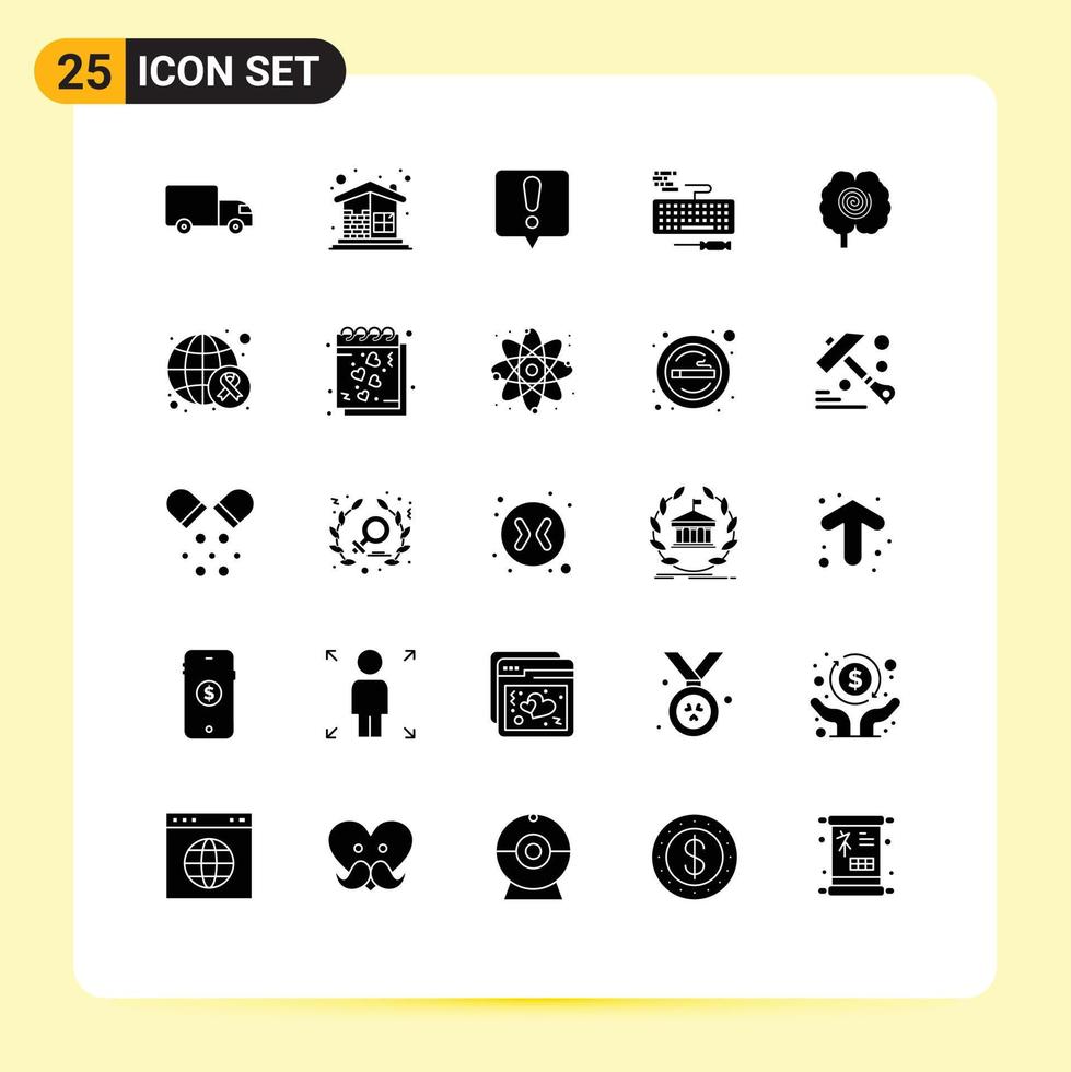 paquete de iconos de vector de stock de 25 signos y símbolos de línea para elementos de diseño de vector editables de clave de hardware de pared de reparación de cabeza