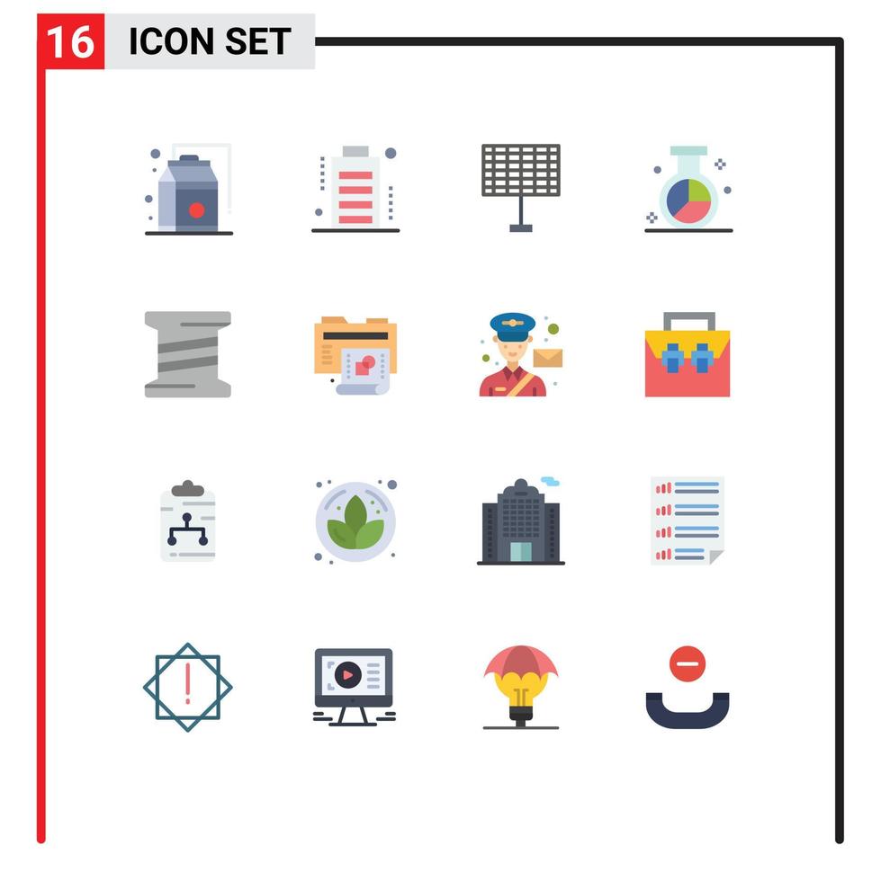 16 Thematic Vector Flat Colors and Editable Symbols of bobbin optimization status media engine Editable Pack of Creative Vector Design Elements