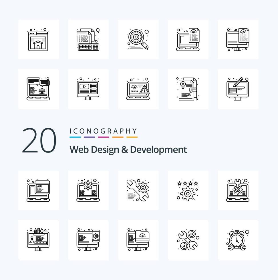 20 Web Design And Development Line icon Pack like design settings service preference bookmark vector