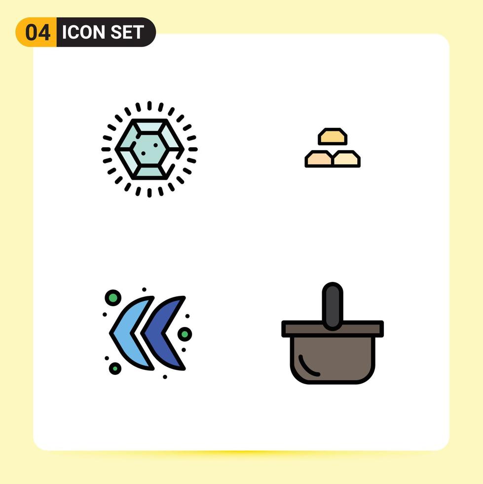4 Universal Filledline Flat Colors Set for Web and Mobile Applications diamond arrow wedding gold left Editable Vector Design Elements