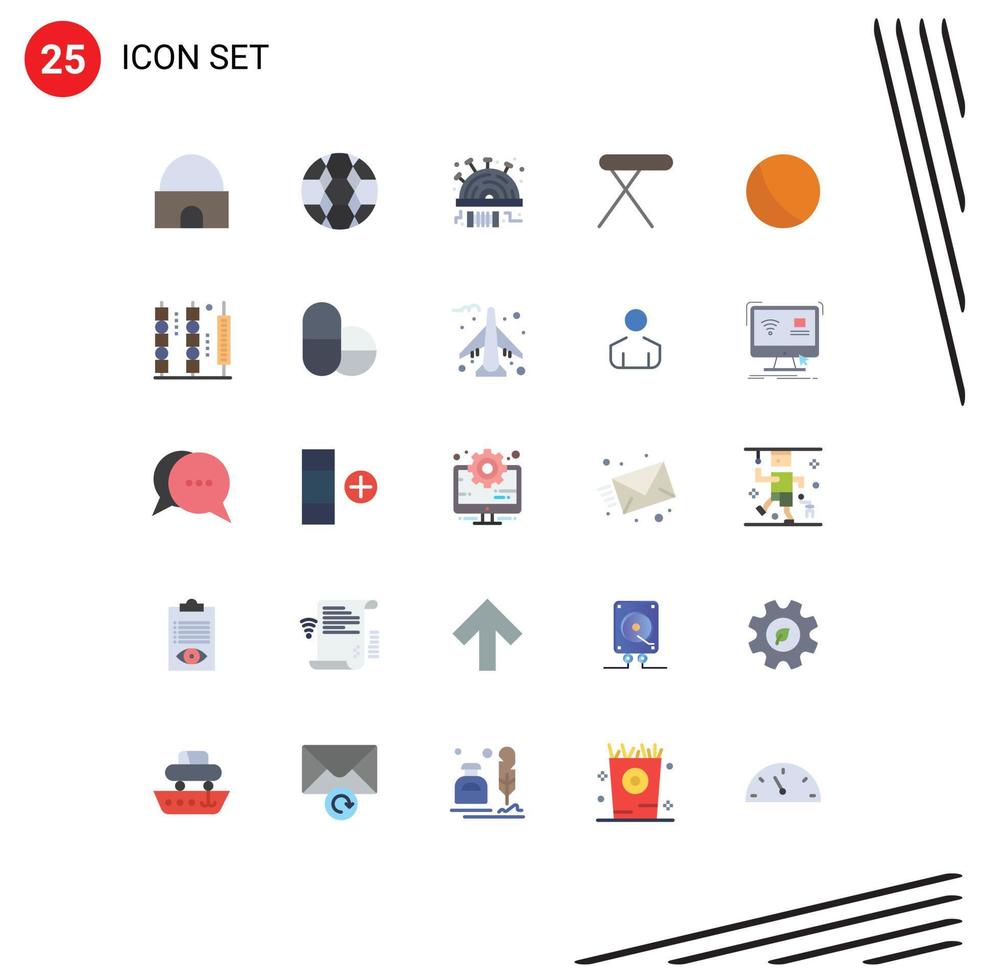 grupo de símbolos de iconos universales de 25 colores planos modernos de elementos de diseño de vectores editables de punto de hogar deportivo de hierro para bebés