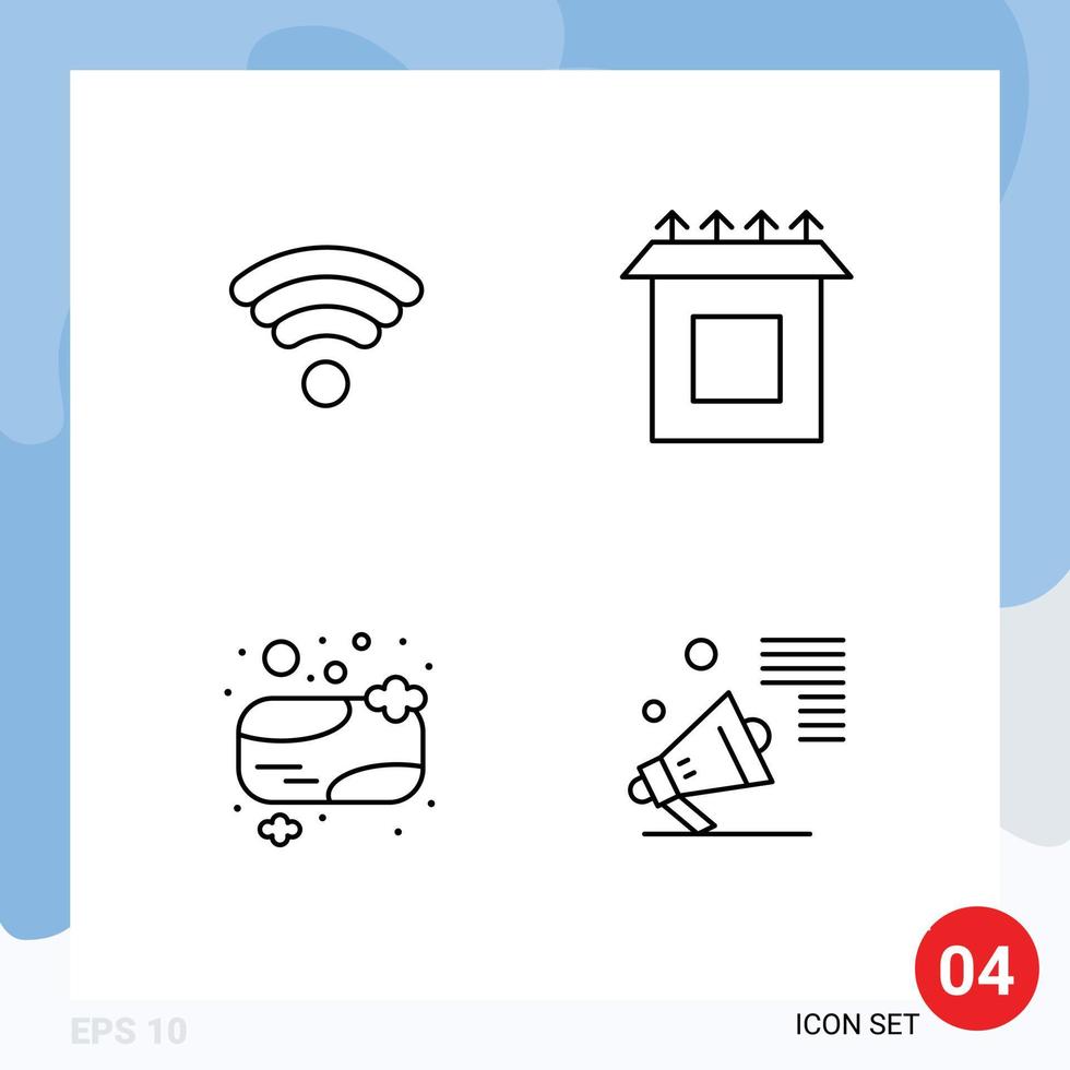4 User Interface Line Pack of modern Signs and Symbols of technology clean box soap marketing Editable Vector Design Elements