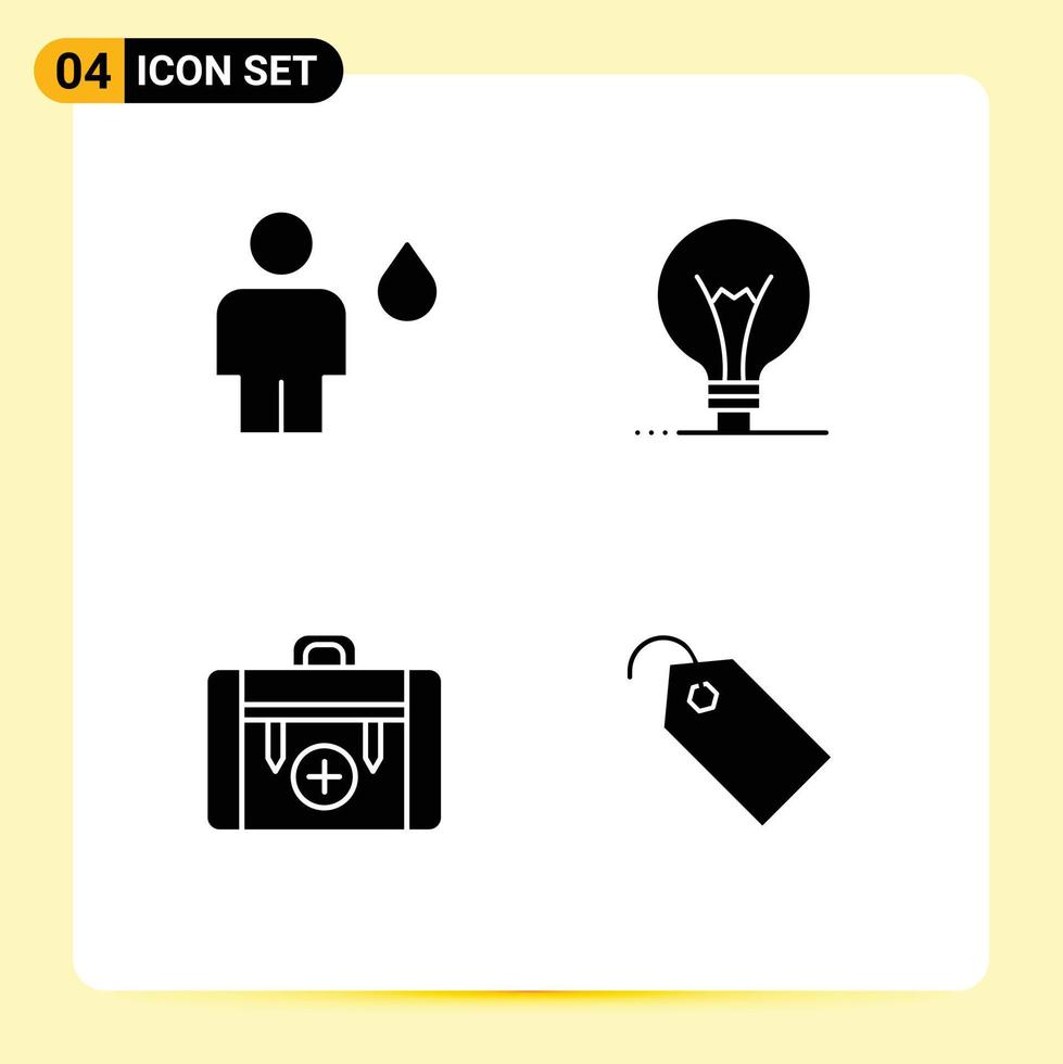 Stock Vector Icon Pack of 4 Line Signs and Symbols for avatar bag fire innovation health Editable Vector Design Elements