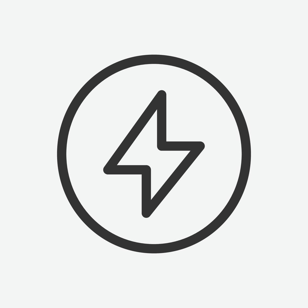 Lightning vector icon. Black energy icon. Electric, thunder, energy linear icon, vector illustration.