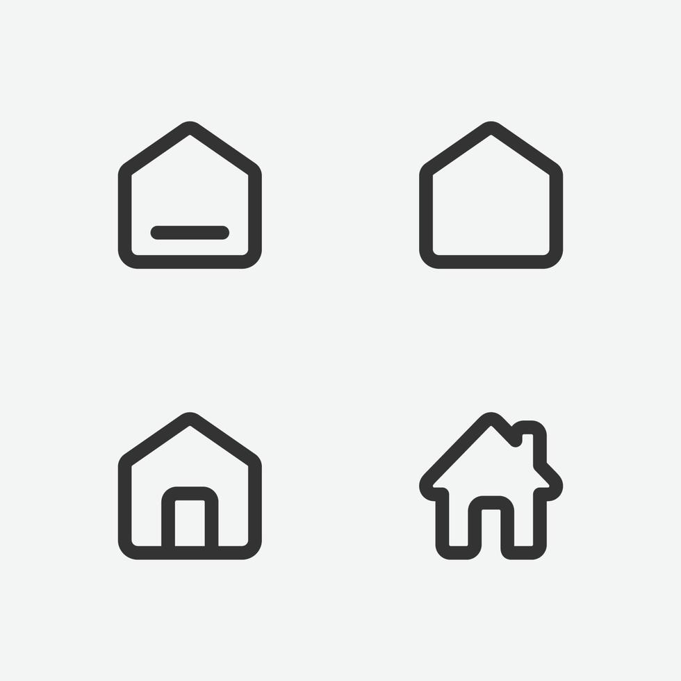 Set of home button vector icon. Black home page icon. Home button linear icon, vector illustration.