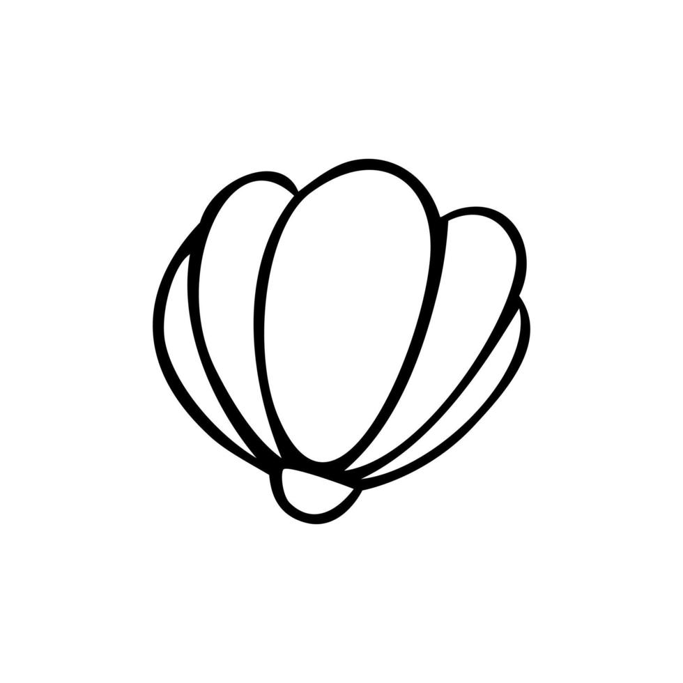Black line doodle flower on white background. Vector illustration about nature.