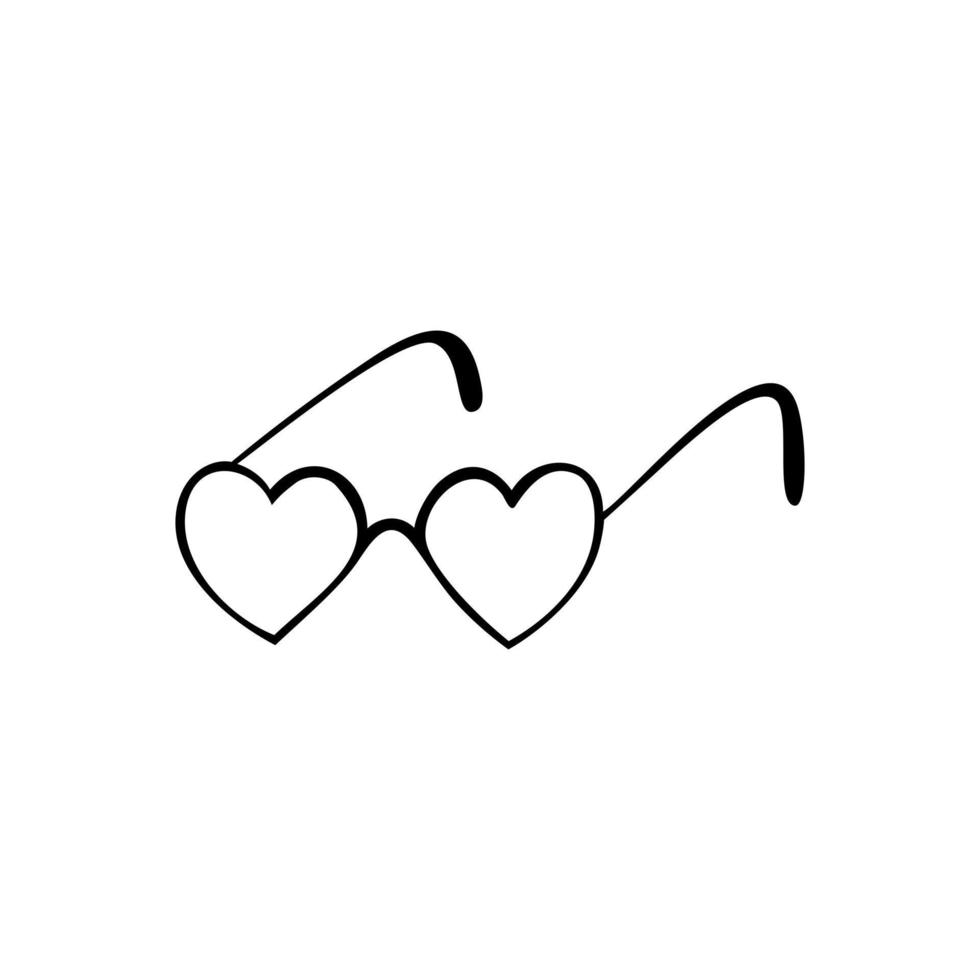 Doodle Line Heart Glasses on white background. Vector illustration Valentine Theme for decoration or any design.