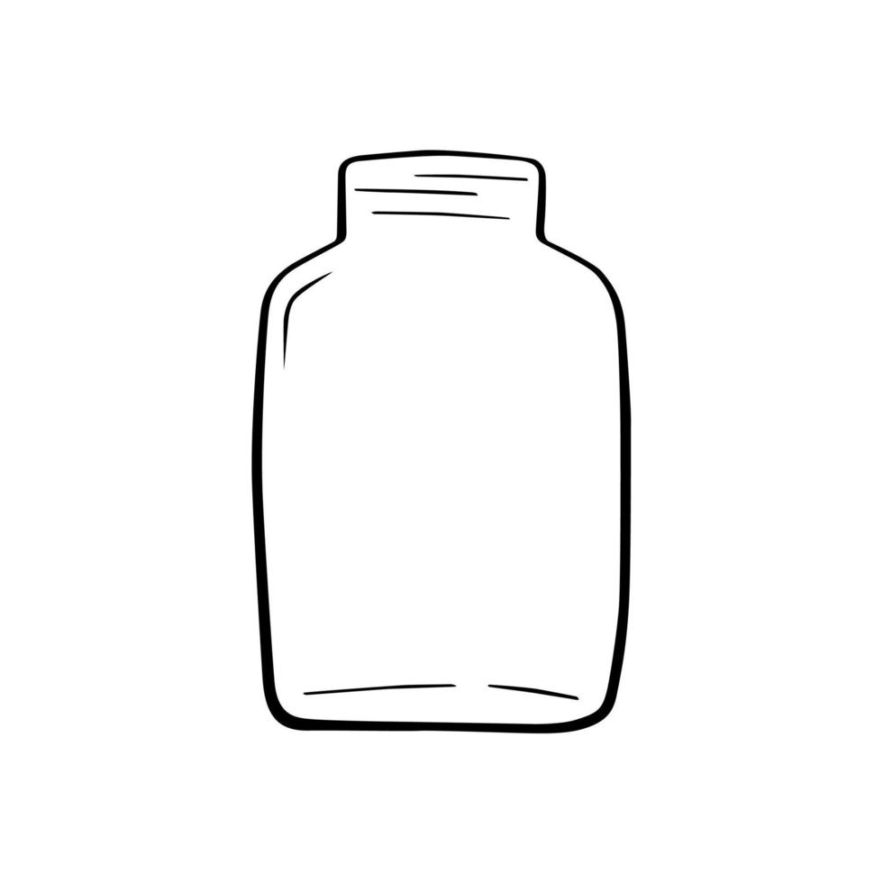 Basic Jar on white background. Simple line doodle. Vector illustration for decoration or any design.
