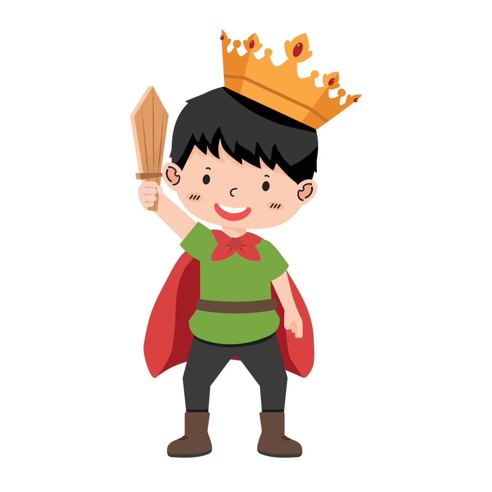 Boy with a wooden sword and a cape vector