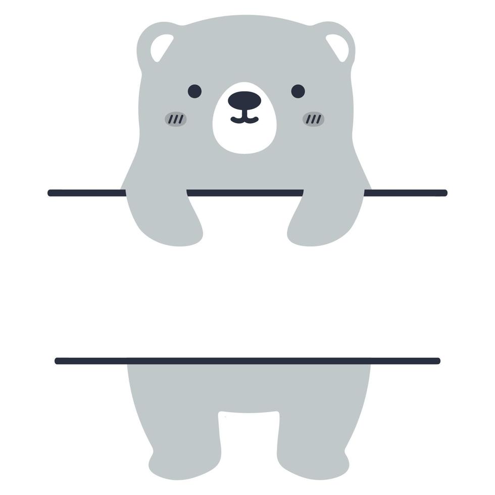 Cute little bear  split monogram vector