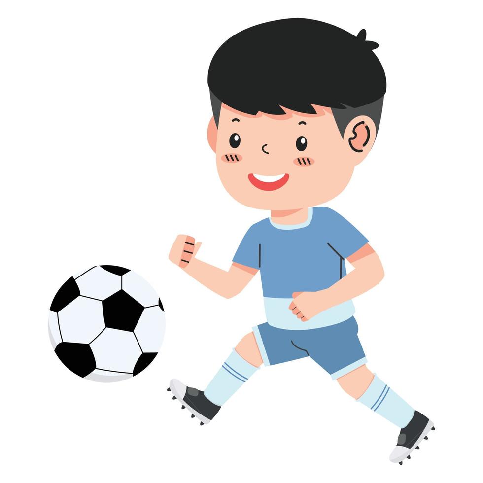 niño niño niño jugando al fútbol vector