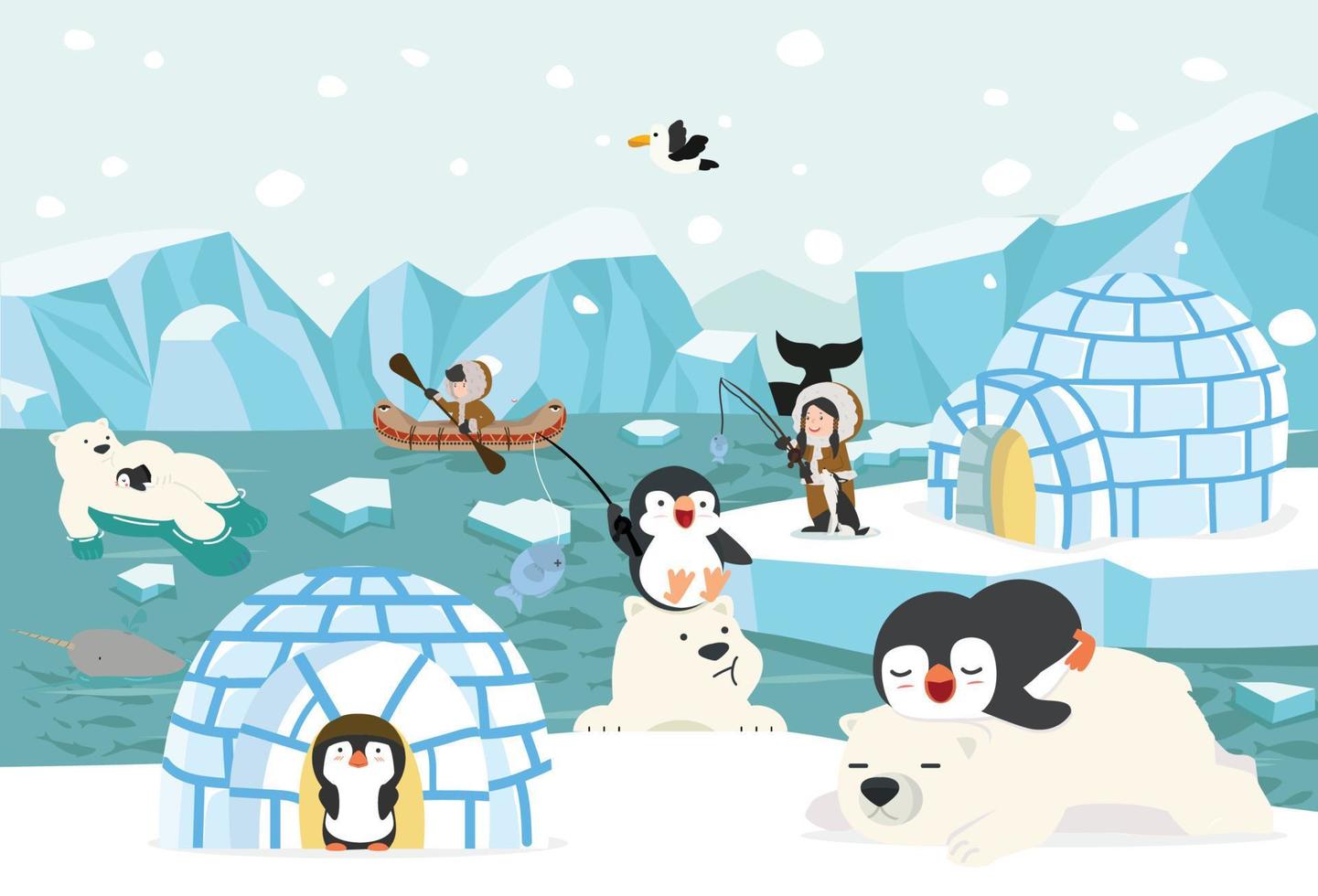 dibujos animados del ártico del polo norte de invierno vector