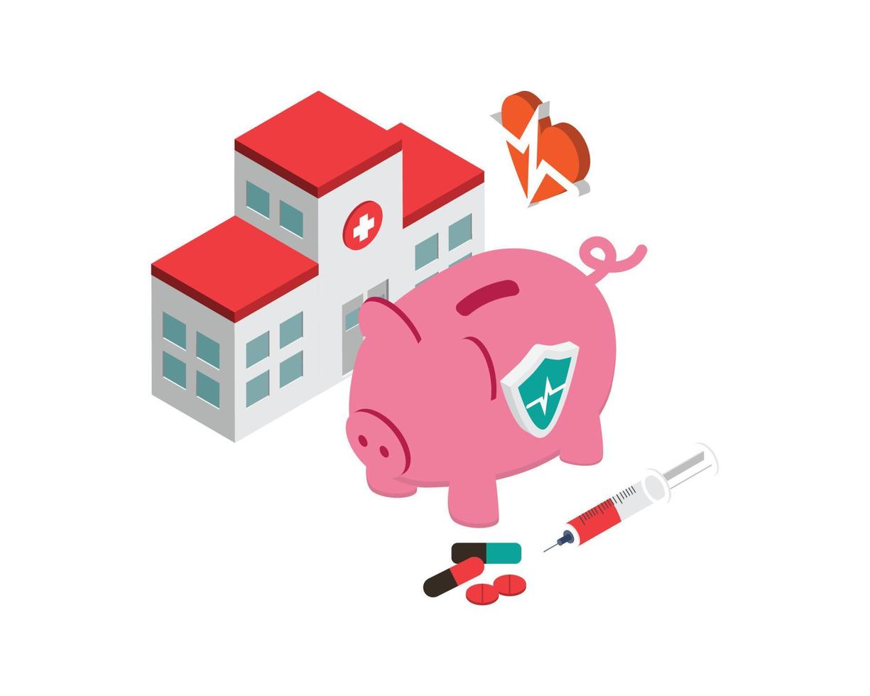 hsa o cuenta de servicio de salud es una cuenta bancaria que utiliza para ahorrar dinero para gastos médicos vector