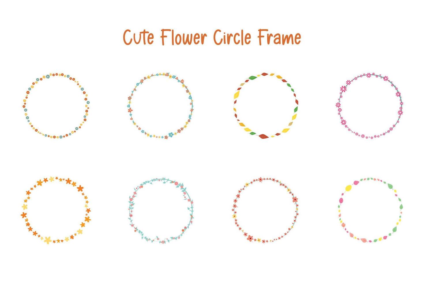 conjunto de elementos de diseño de borde de marco de círculo de flores lindas para decoración o banner vector