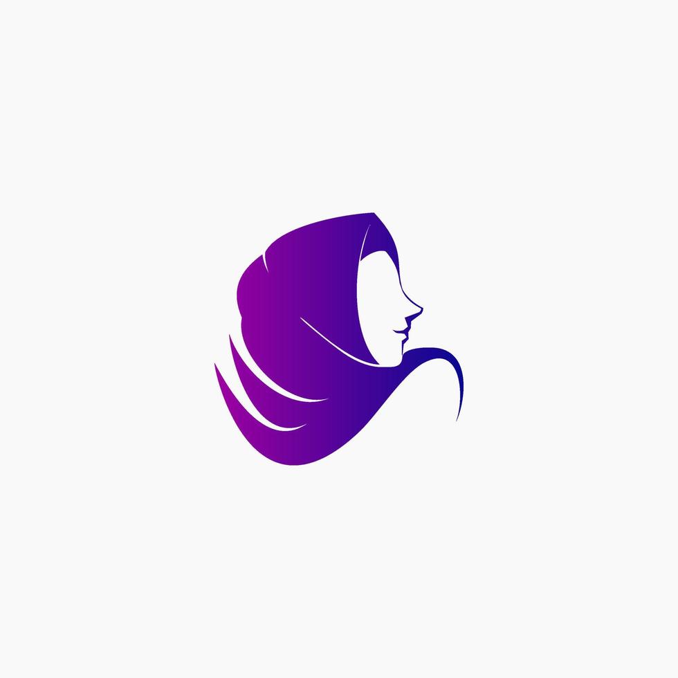 purple beautiful hijab woman silhouette vector