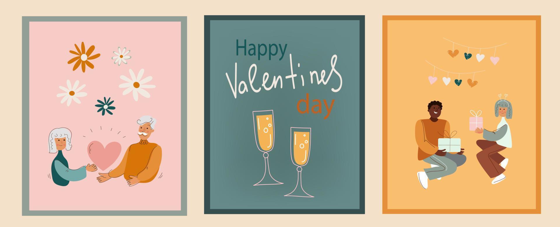 Valentines day, modern flat doodle vector illustration