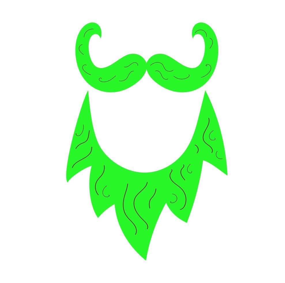 green beard and mustache on white background. Vector doodle cartoon set illustration.