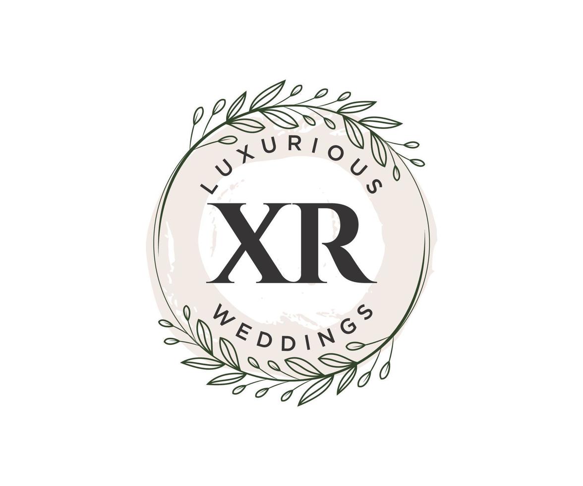 XR Initials letter Wedding monogram logos template, hand drawn modern minimalistic and floral templates for Invitation cards, Save the Date, elegant identity. vector