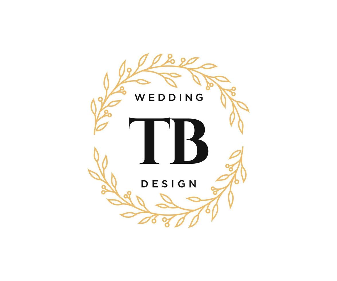 TB Initials letter Wedding monogram logos collection, hand drawn modern minimalistic and floral templates for Invitation cards, Save the Date, elegant identity for restaurant, boutique, cafe in vector