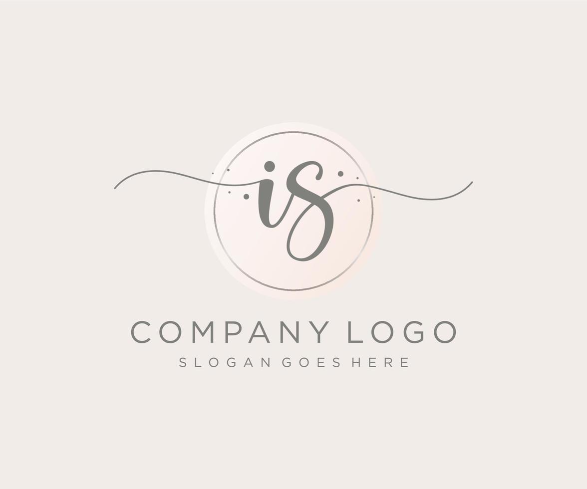 Initial IS feminine logo. Usable for Nature, Salon, Spa, Cosmetic and Beauty Logos. Flat Vector Logo Design Template Element.