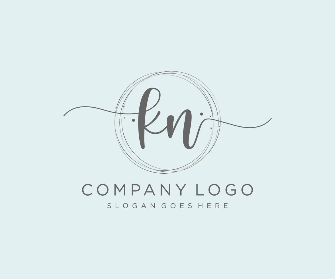Initial KN feminine logo. Usable for Nature, Salon, Spa, Cosmetic and Beauty Logos. Flat Vector Logo Design Template Element.