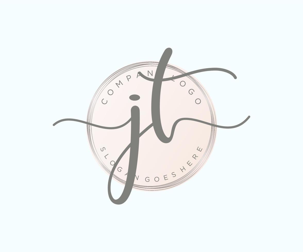 logotipo femenino jt inicial. utilizable para logotipos de naturaleza, salón, spa, cosmética y belleza. elemento de plantilla de diseño de logotipo de vector plano.