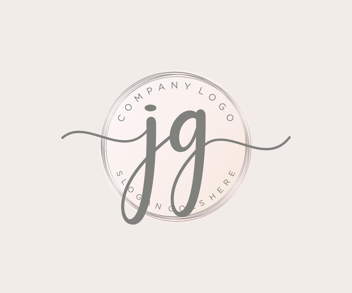 Initial JG feminine logo. Usable for Nature, Salon, Spa, Cosmetic and Beauty Logos. Flat Vector Logo Design Template Element.