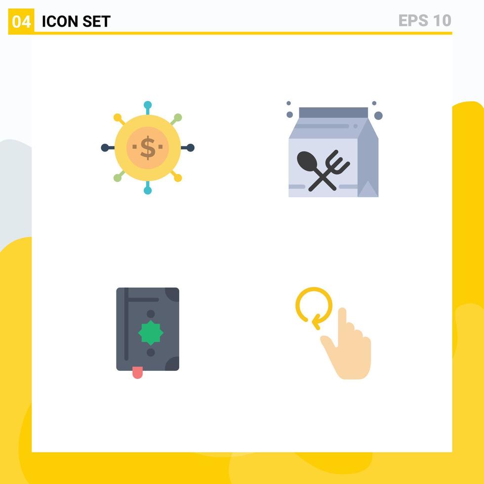4 Flat Icon concept for Websites Mobile and Apps business quran modern education islam Editable Vector Design Elements