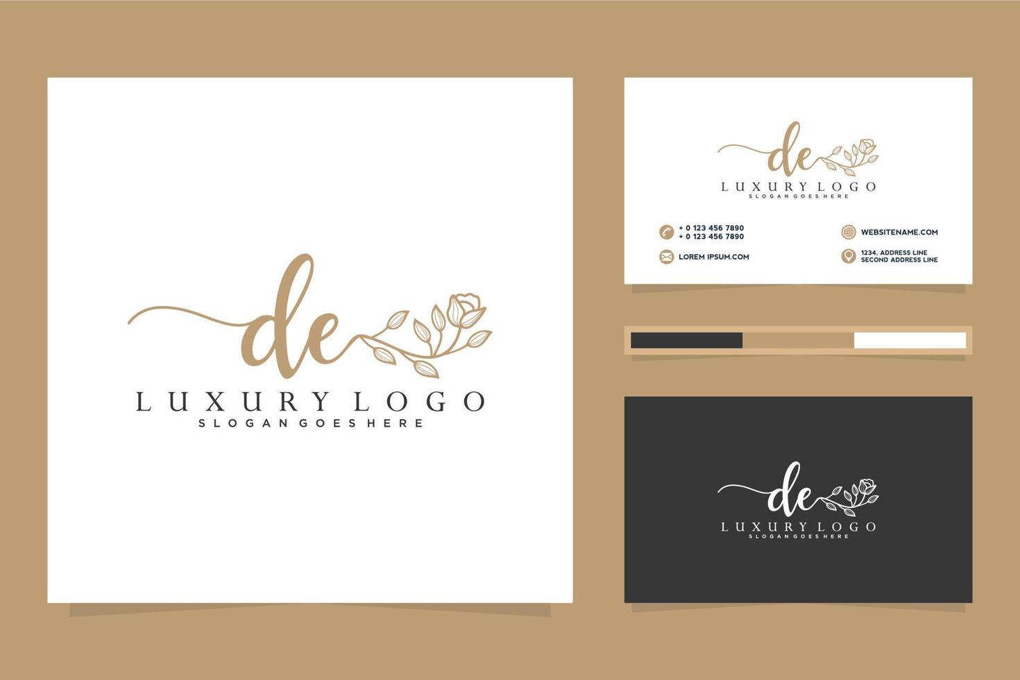 Initial DE Feminine logo collections and business card templat Premium Vector
