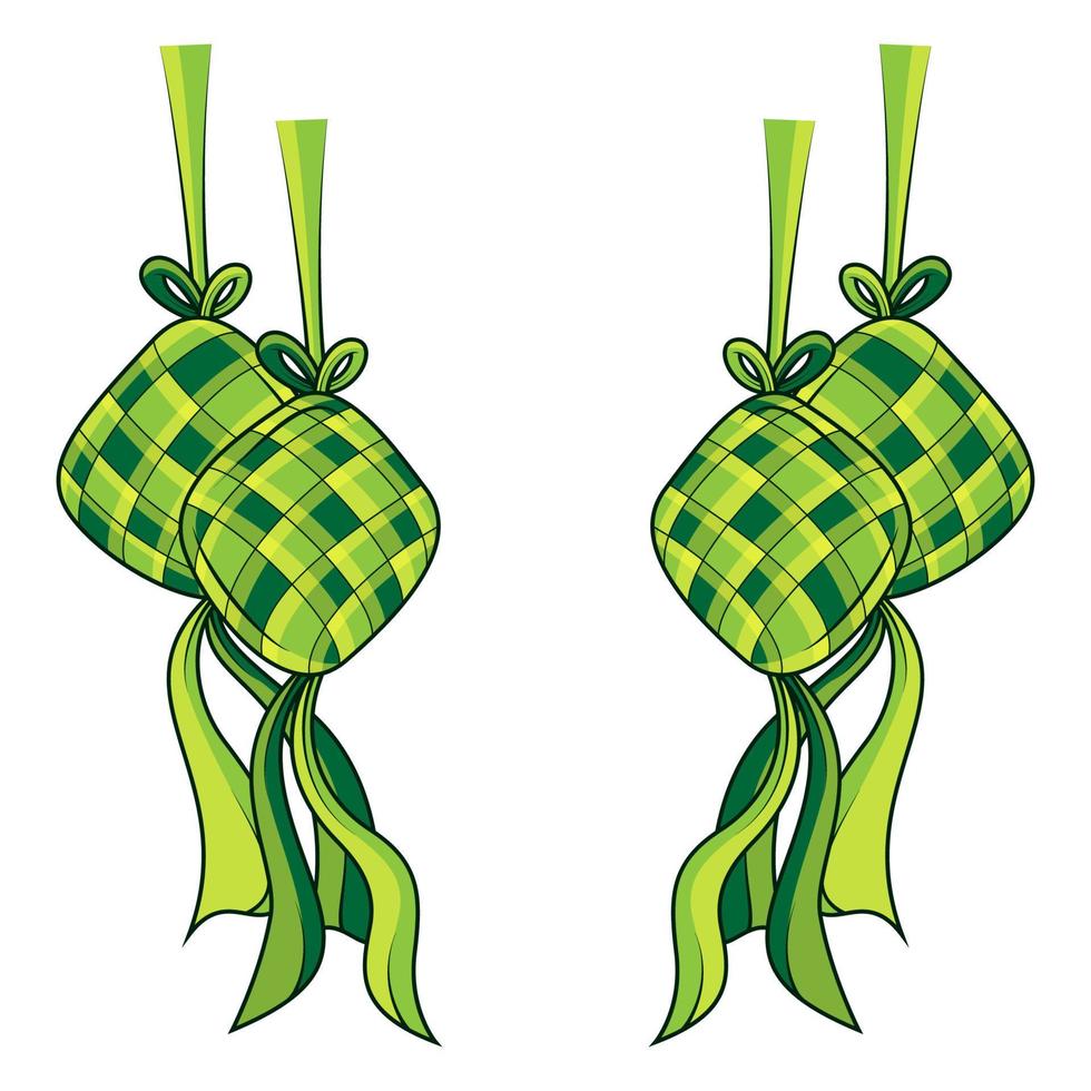 vector de ketupat tradicional dibujado a mano