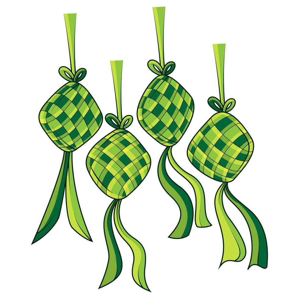 vector de ketupat tradicional dibujado a mano