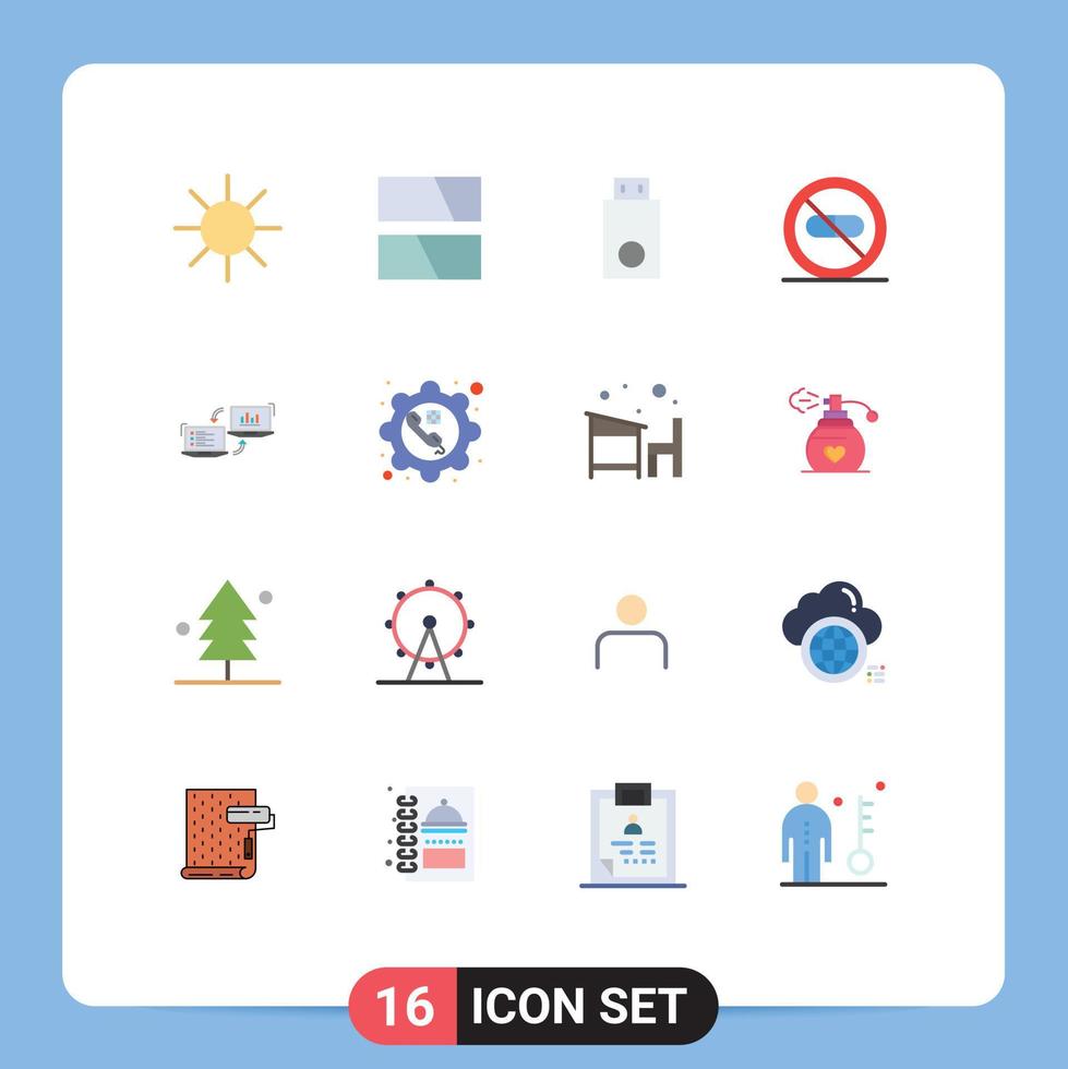 Pack of 16 Modern Flat Colors Signs and Symbols for Web Print Media such as exchange hospital dongle health care Editable Pack of Creative Vector Design Elements