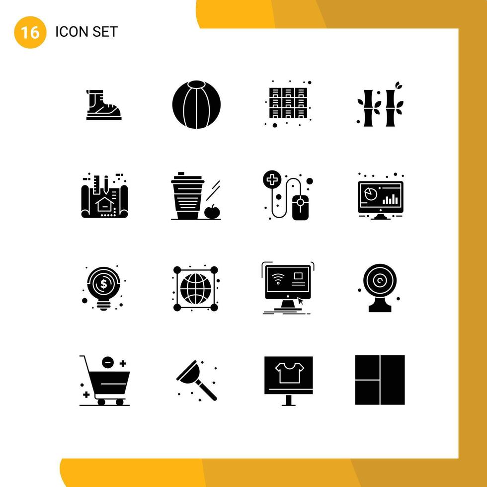 16 iconos creativos signos y símbolos modernos de gree china toy archivos de bambú elementos de diseño vectorial editables vector