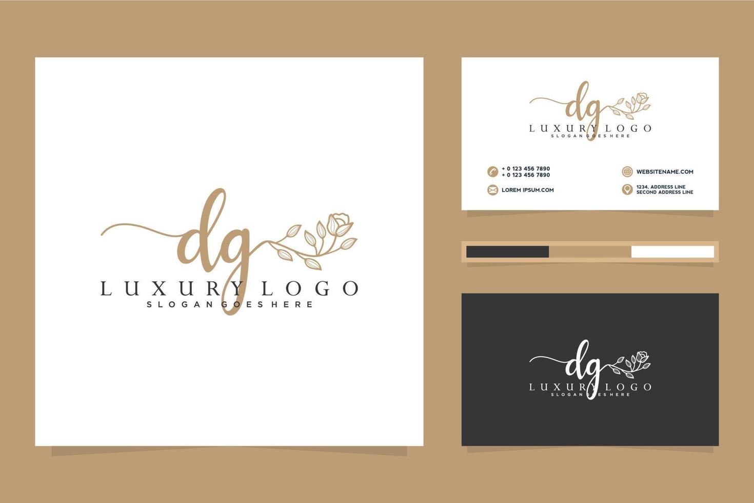 Initial DG Feminine logo collections and business card templat Premium Vector