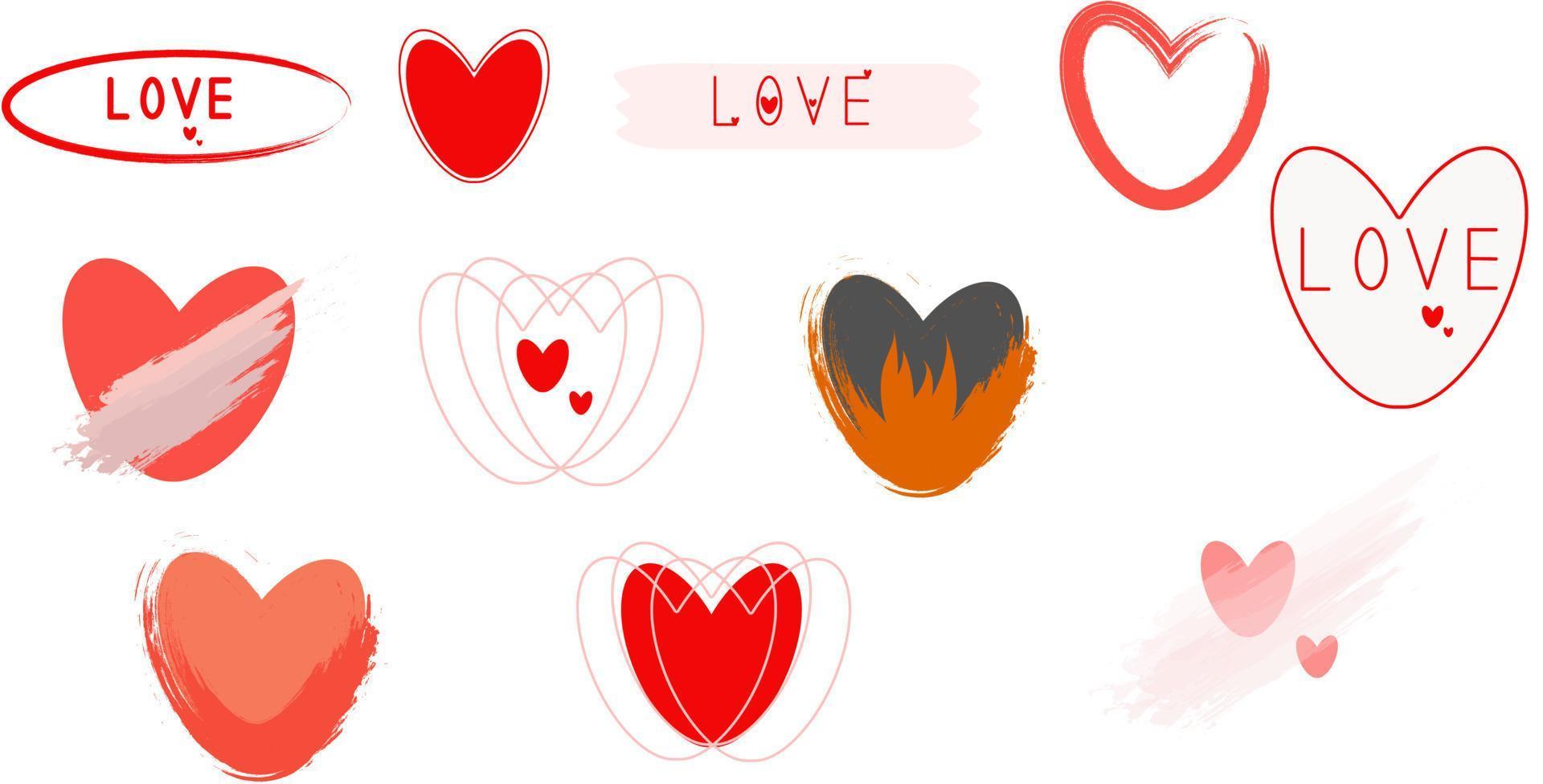 corazones del doodle del día de san valentín vector