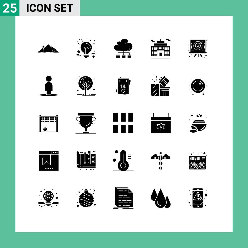 Modern Set of 25 Solid Glyphs and symbols such as board corporation technology business technology Editable Vector Design Elements