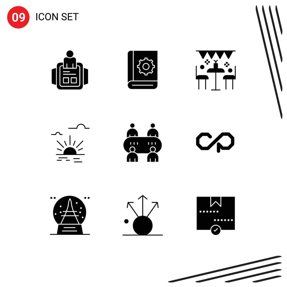 9 Universal Solid Glyphs Set for Web and Mobile Applications spring brightness service sun outdoor Editable Vector Design Elements