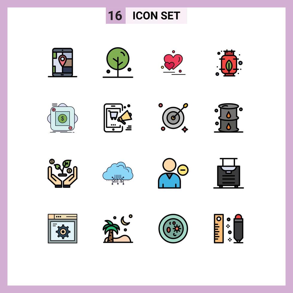 16 iconos creativos signos y símbolos modernos de compra de aplicaciones energía del corazón elementos de diseño de vectores creativos editables