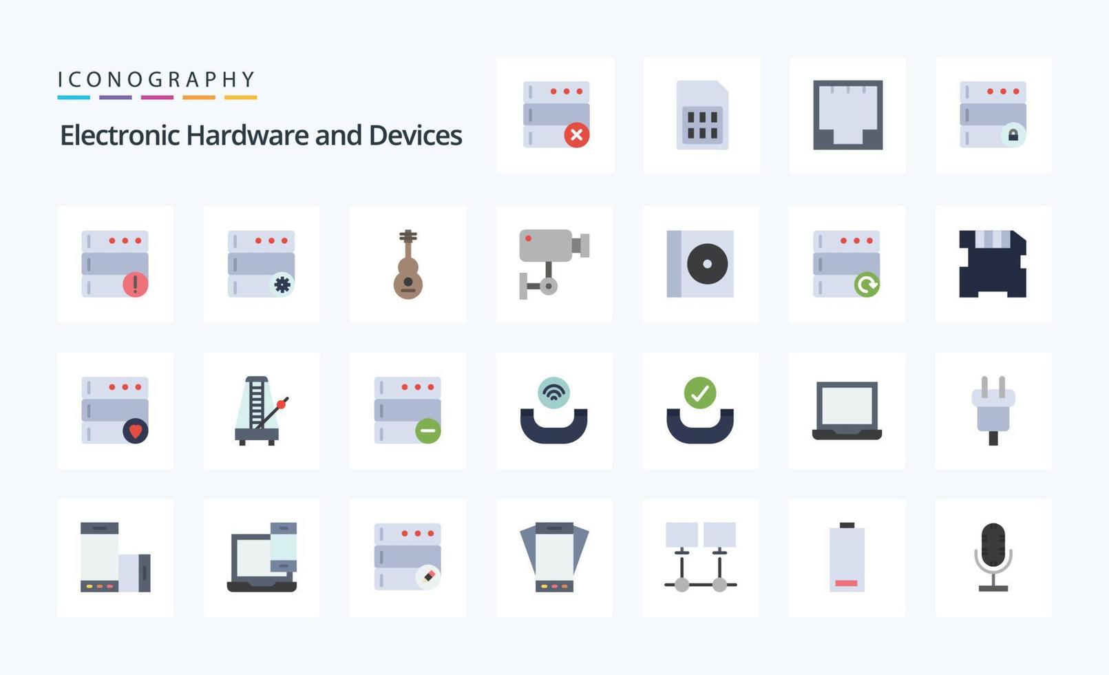 25 Devices Flat color icon pack vector