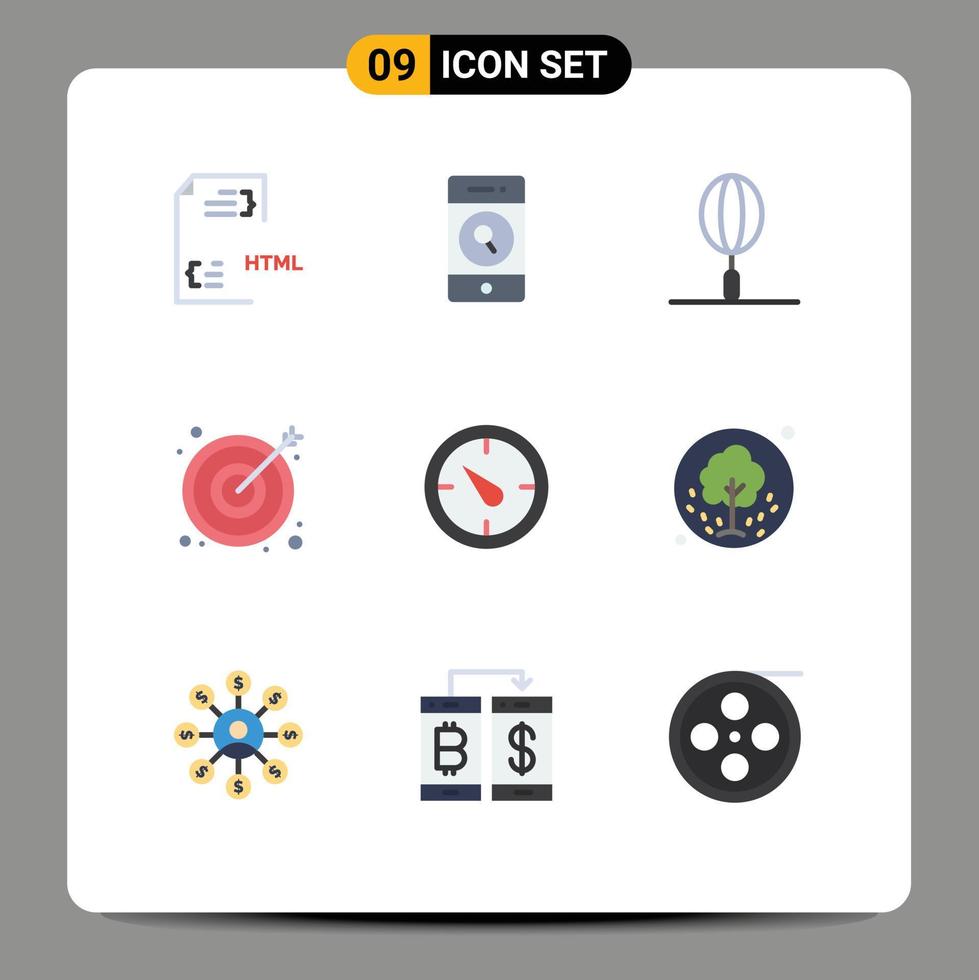 Modern Set of 9 Flat Colors and symbols such as time target web business kitchen Editable Vector Design Elements