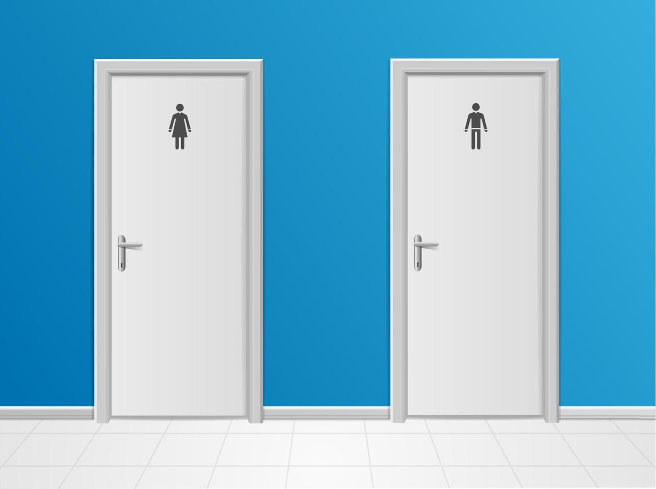 Realistic 3d Detailed Man and Woman Toilet Closet. Vector