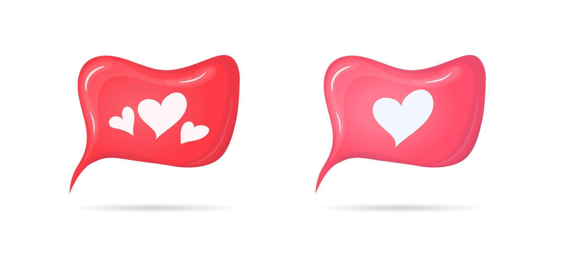 burbuja de habla roja y rosa con corazón. mensaje de icono como las redes sociales. vector. vector