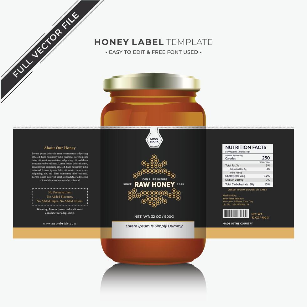 Honey label packaging honey design jar label and product label vector