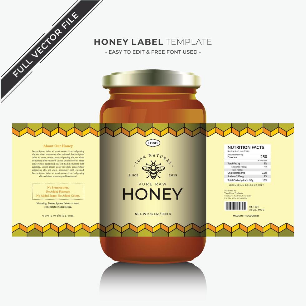 Honey label packaging honey design jar label and product label vector