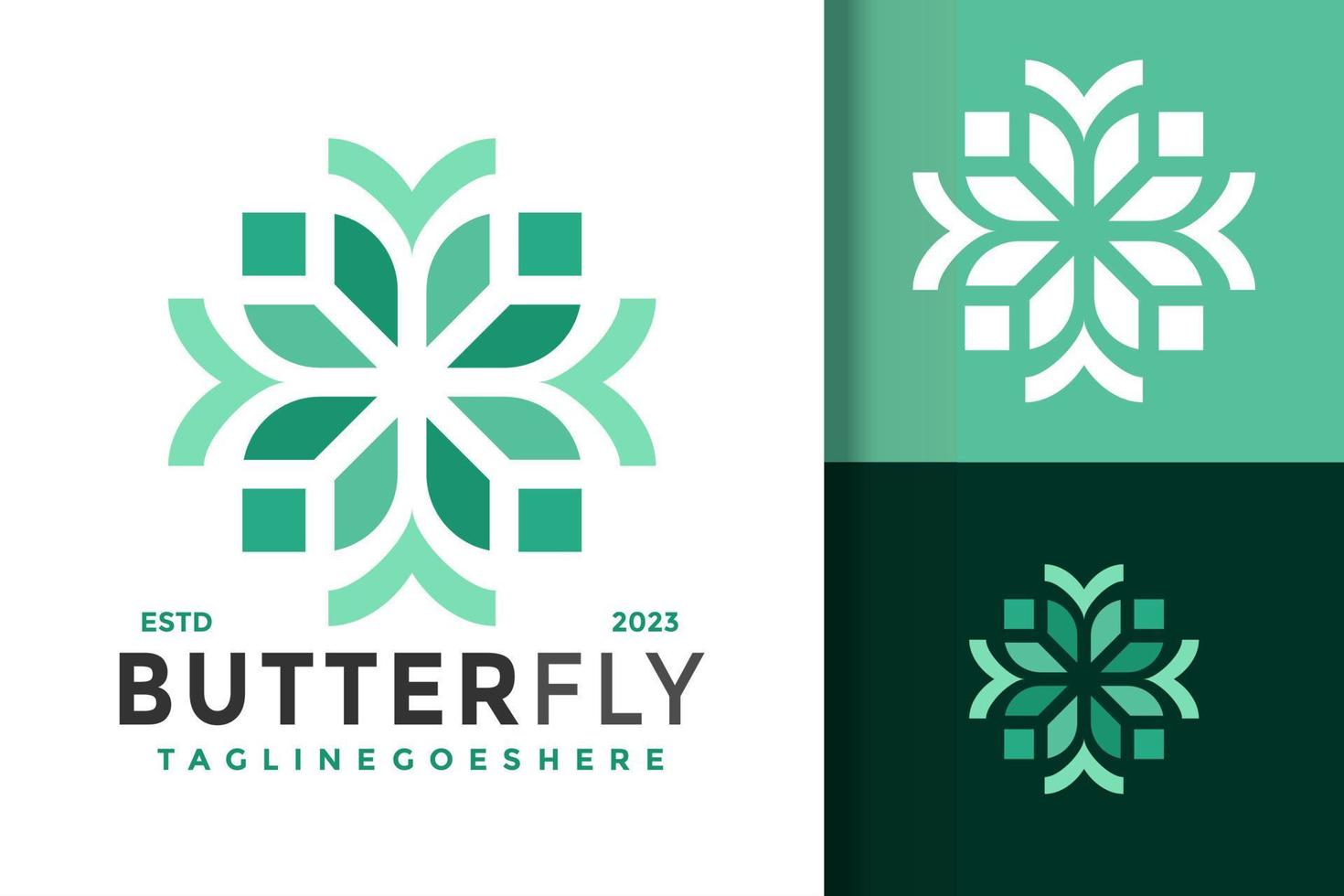 flor mariposa ornamento logo logos diseño elemento stock vector ilustración plantilla
