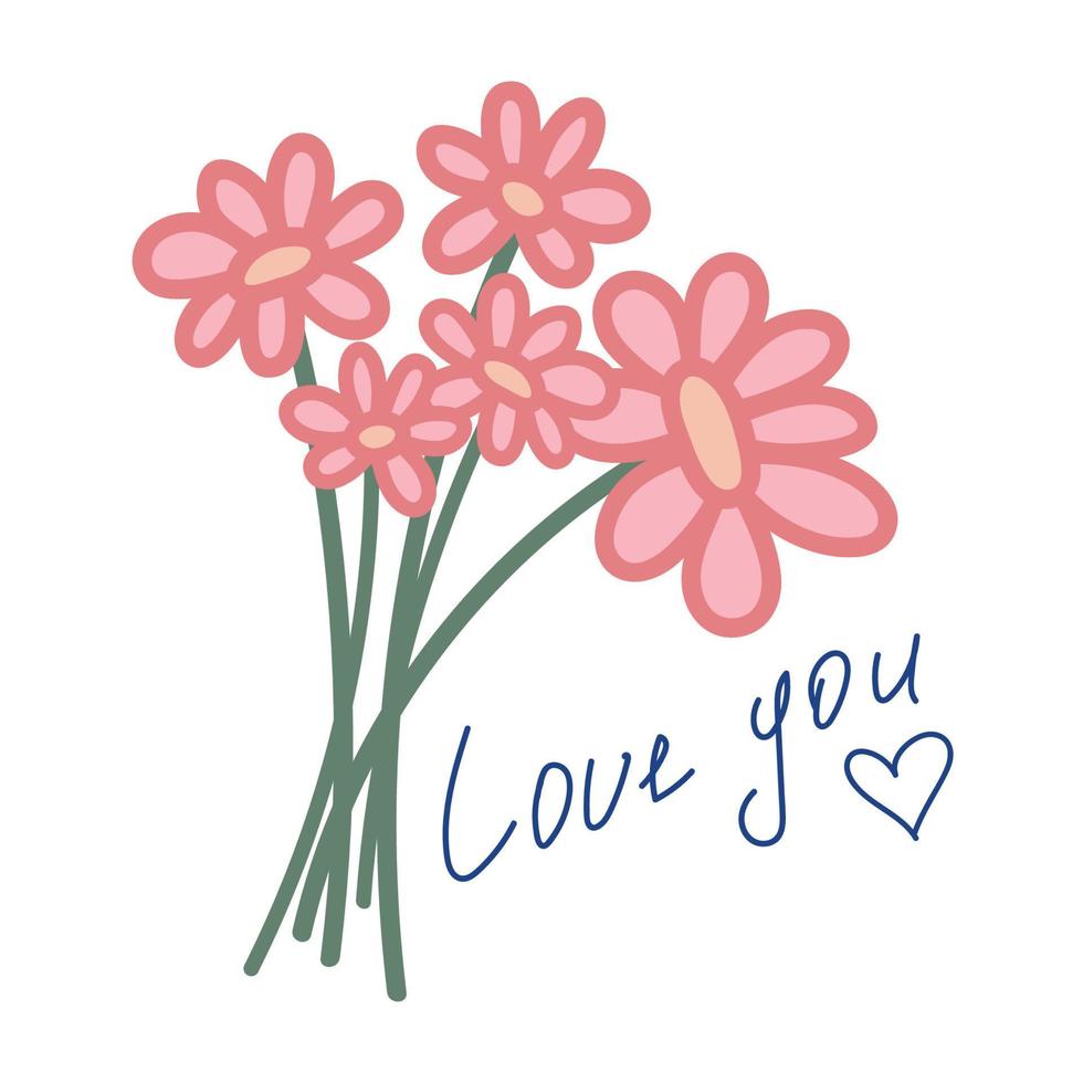 Greeting card with a bouquet of flowers vector