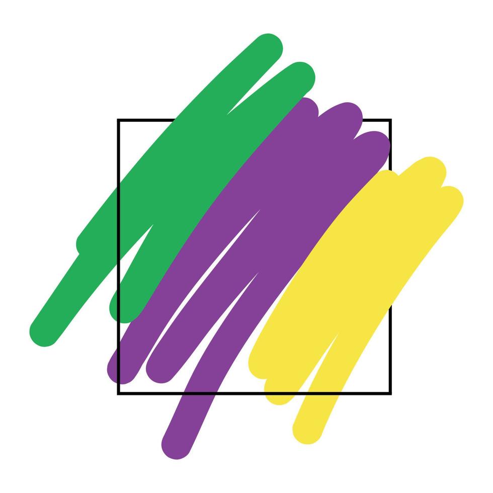 Mardi Gras. colores primarios en marco cuadrado vector