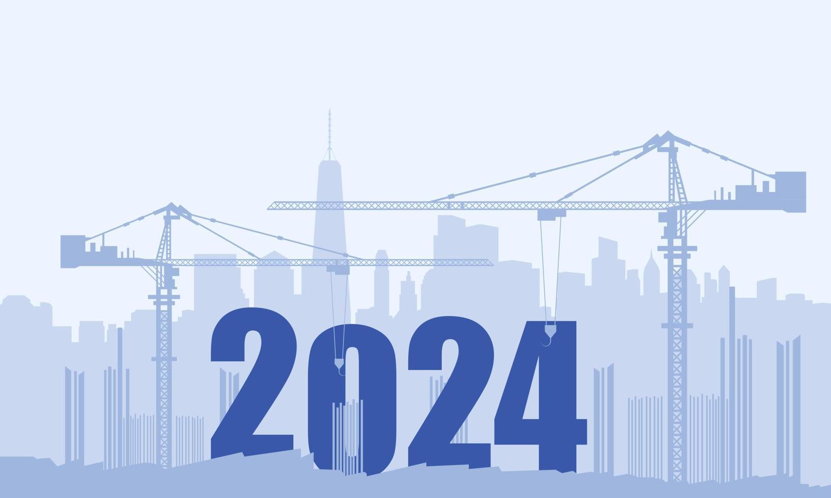 Construction sets numbers for New Year 2024. vector