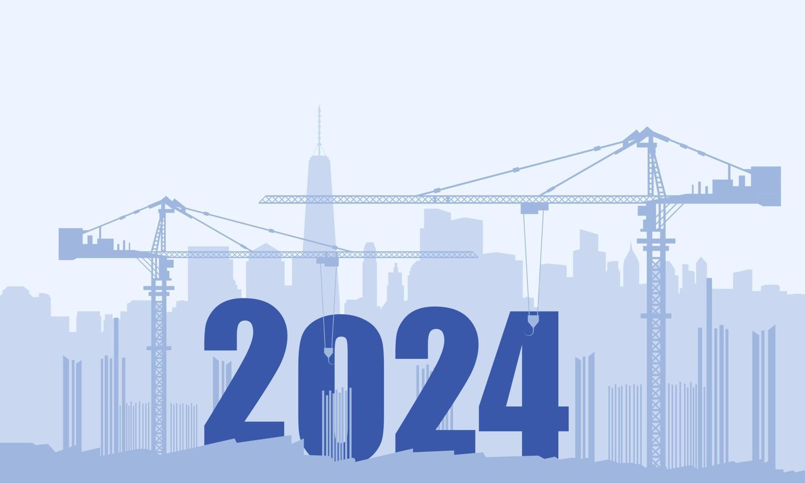 la construcción establece números para el nuevo año 2024. vector