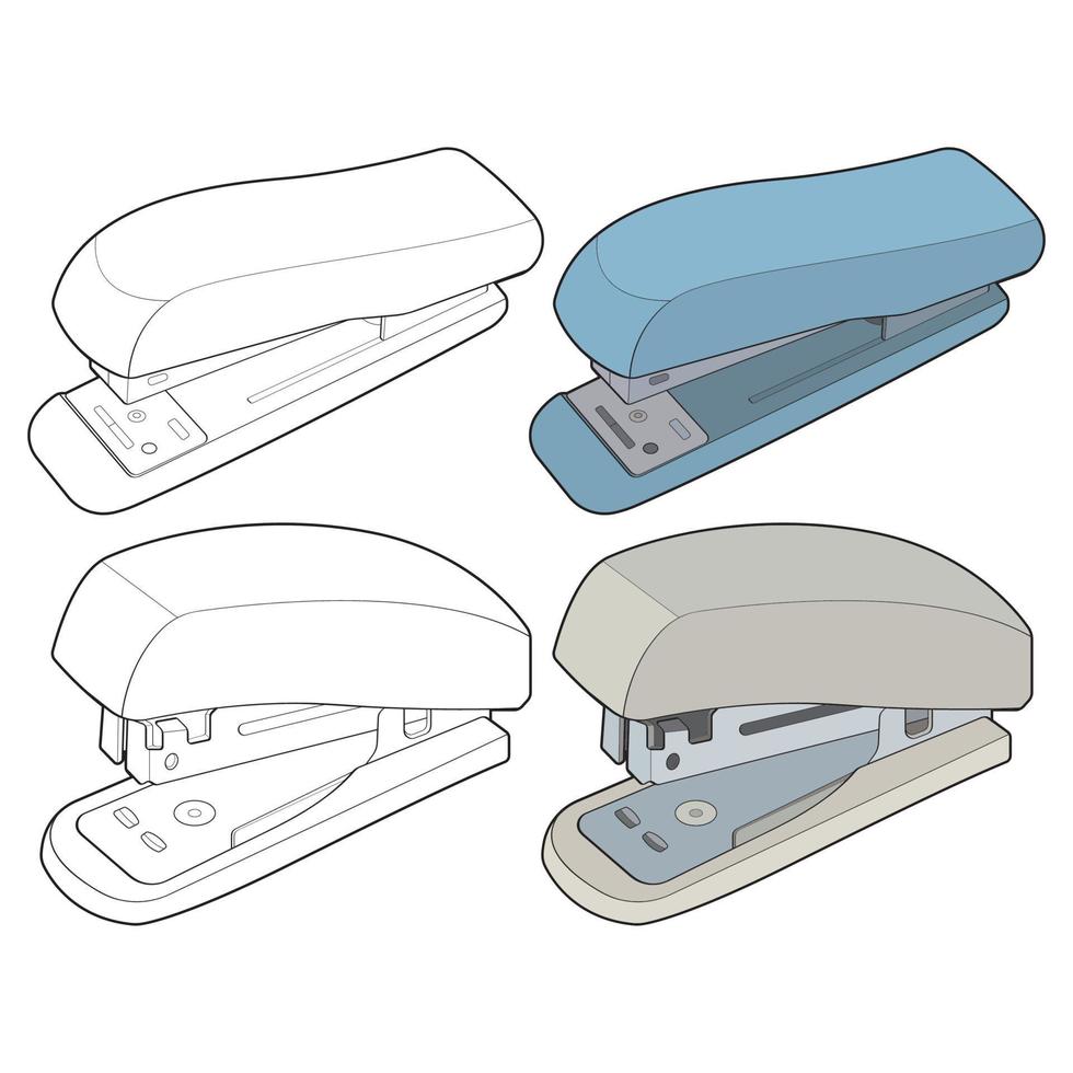 Set of stapler in vector art style, isolated on white background. stapler in vector art style for coloring book.